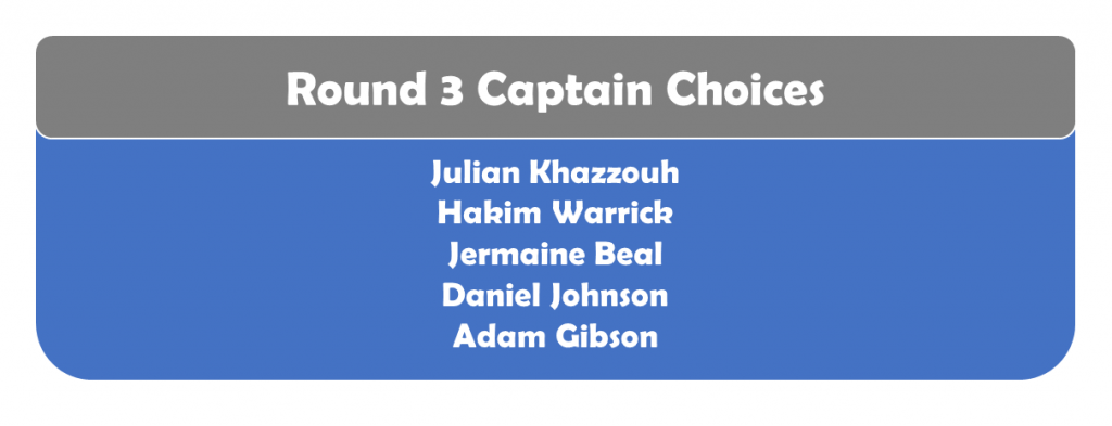 Round 3 Captains